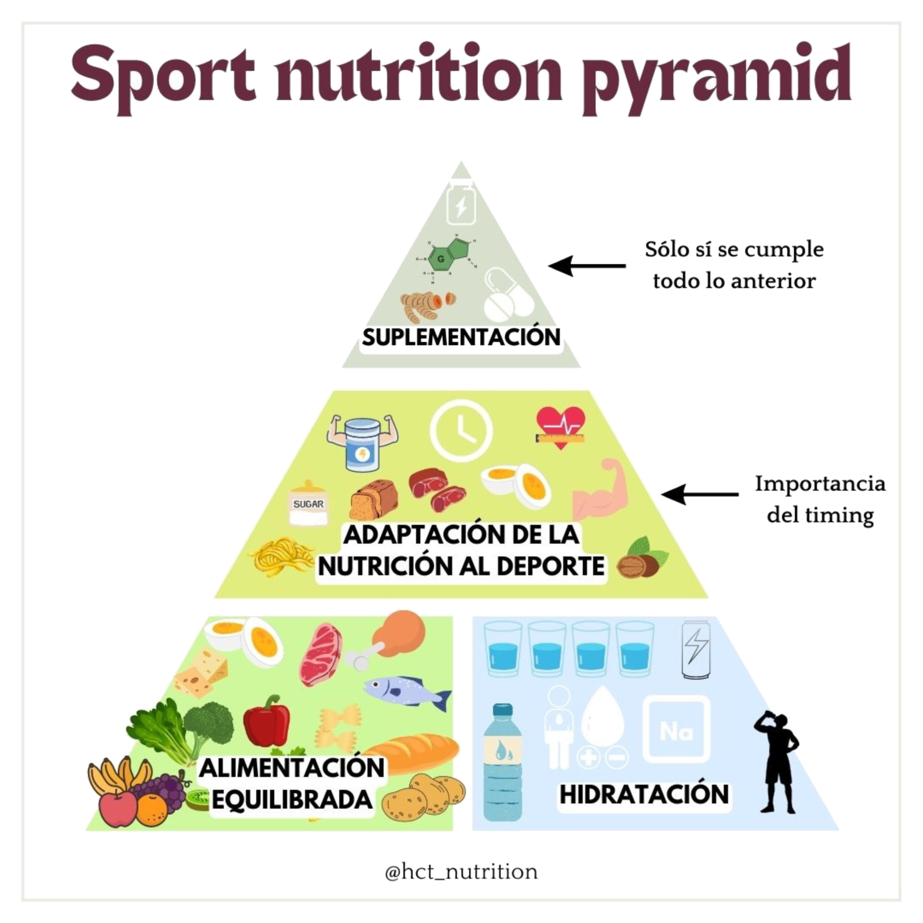 Sport Nutrition Pyramid — la pirámide de la nutrición deportiva de HCT Nutrition